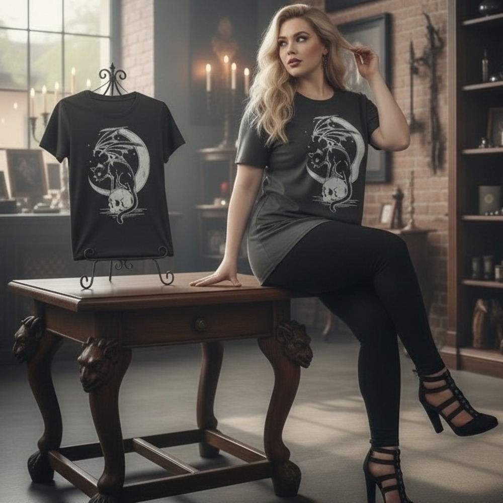 TORRID Nightfall Skull Cat Graphic Oversized Heritage Tee NWT Size 1X - Picture 6 of 11